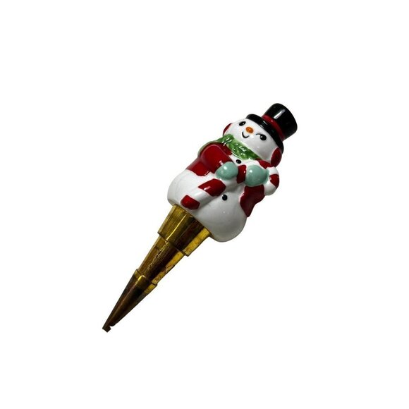 Ceramic Figural Snowman Christmas Holiday Wine Bottle Stopper - Picture 5 of 6